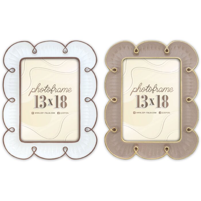 ZEP Fotorahmen Nuvola 10x15 13x18 Braun Weiß Blumenform Kunstharz mit Glas