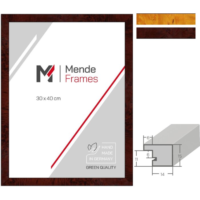MendeFrames H14C Bilderrahmen Wurzeldekor Massivholz hell oder dunkel