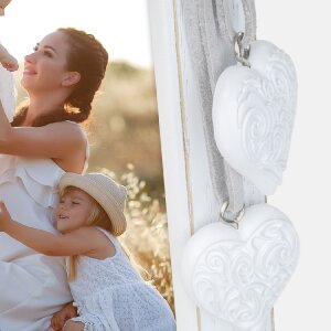 ZEP Holzrahmen Ellen Weiß Natur 10x15 13x18 15x20 cm mit Herz und Schleife Holz