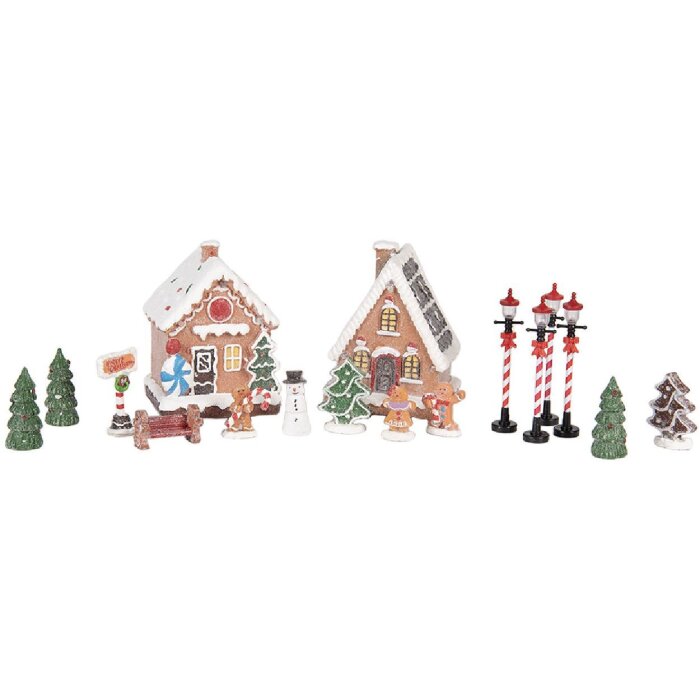 Clayre & Eef Декоративные домики с LED, набор 17 шт 9x8x13 см