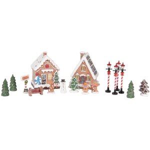 Clayre & Eef Dekohäuser mit LED Set 17 9x8x13 cm