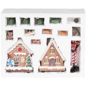 Clayre & Eef Декоративные домики с LED, набор 17 шт 9x8x13 см