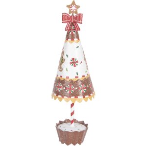 Clayre & Eef 6Y5803 Dekoration Weihnachtsbaum Ø 11x37 cm Braun Weiß