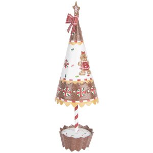 Clayre & Eef 6Y5803 Dekoration Weihnachtsbaum Ø 11x37 cm Braun Weiß