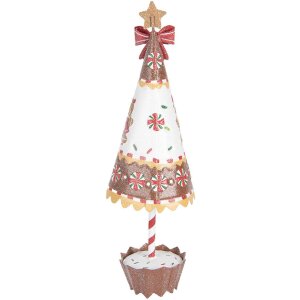 Clayre & Eef 6Y5803 Dekoration Weihnachtsbaum Ø 11x37 cm Braun Weiß