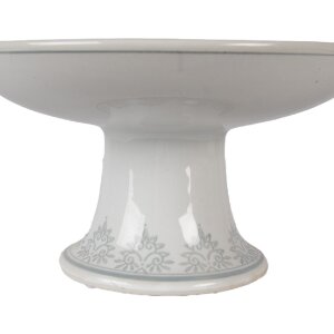 Clayre & Eef 6CE2380 Tortenplatte Ø 21x11 cm Porzellan Weiß Grün Vintage