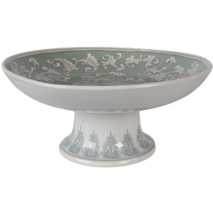 Clayre & Eef Tortenplatte 6CE2381 Ø 26x13 cm Porzellan Vintage grün weiß