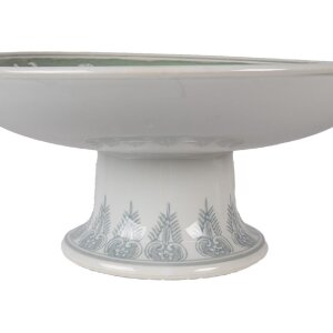 Clayre & Eef Tortenplatte 6CE2381 Ø 26x13 cm Porzellan Vintage grün weiß