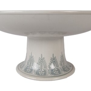 Clayre & Eef Tortenplatte 6CE2382 Weiß-Grün Ø 32x15 cm Porzellan