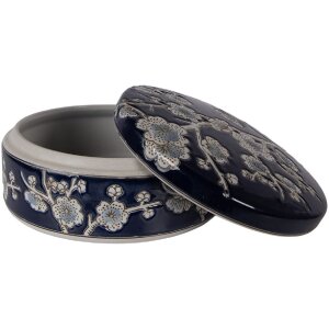 Clayre & Eef Schmuckbox Keramik Blau-Weiß...