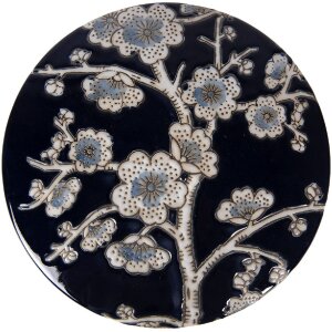 Керамическая коробка для украшений Clayre & Eef, сине-белая, с цветочным узором, Ø 18x8 см