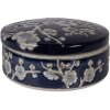Керамическая коробка для украшений Clayre & Eef, сине-белая, с цветочным узором, Ø 18x8 см