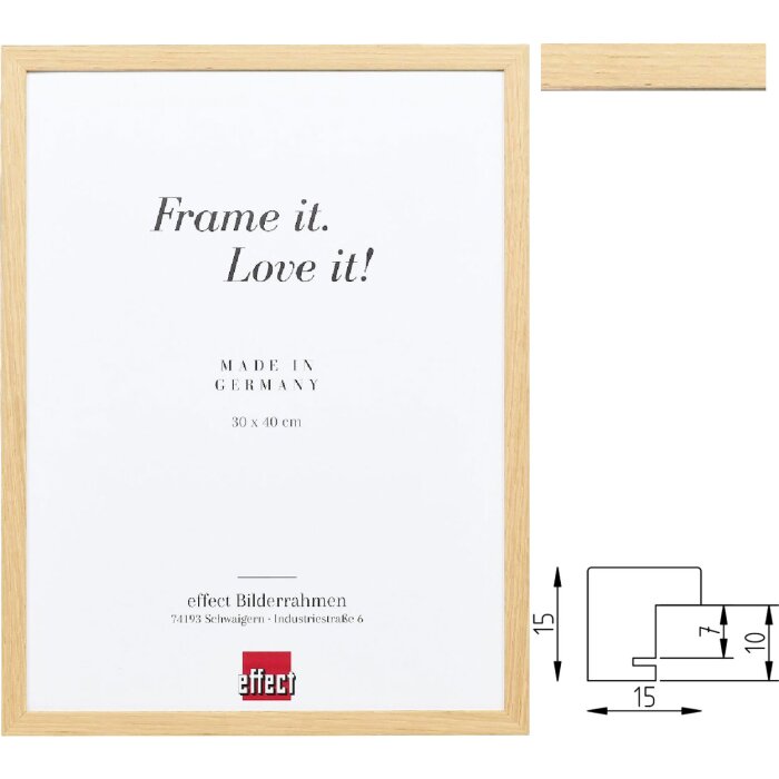 Effect Holzrahmen Profil 70 Eiche viele Formate mit Museumsglas wählbar