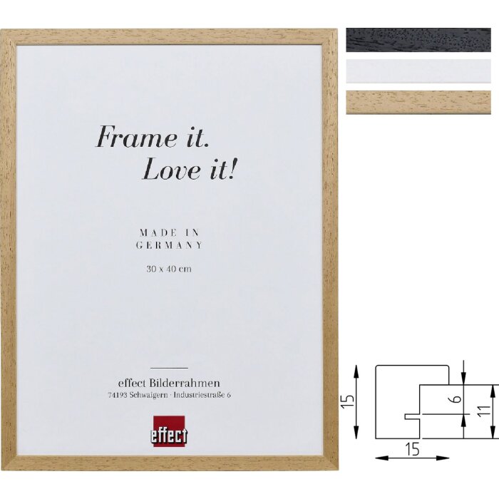 Фоторамка Effect из массива дерева, профиль 2330, черный/белый/натуральный