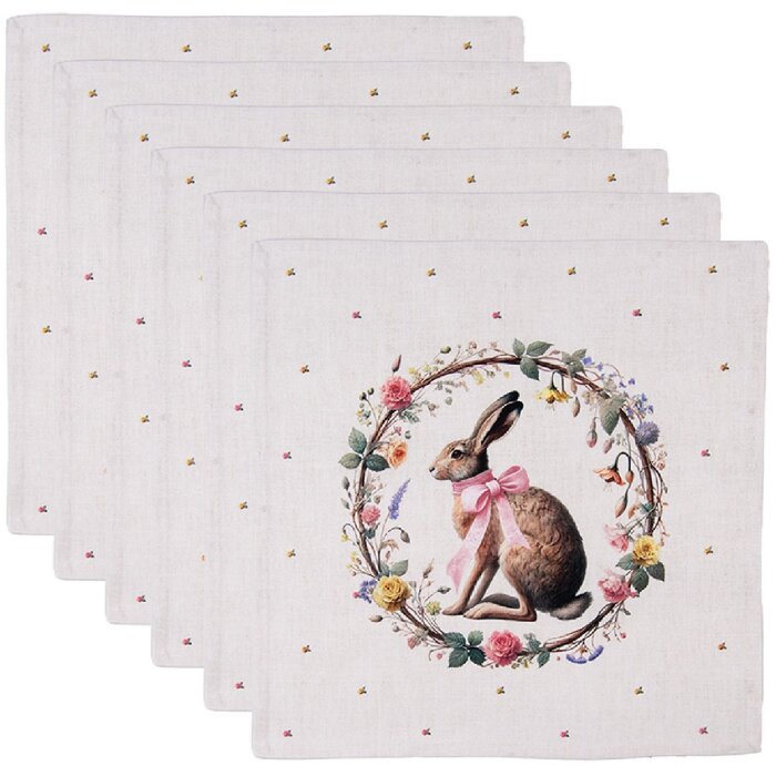 Clayre & Eef EWC43 Baumwollservietten 6 Stück Beige-Braun 40x40 cm