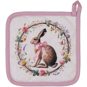 Clayre & Eef Topflappen 20x20 cm Baumwolle Hase...