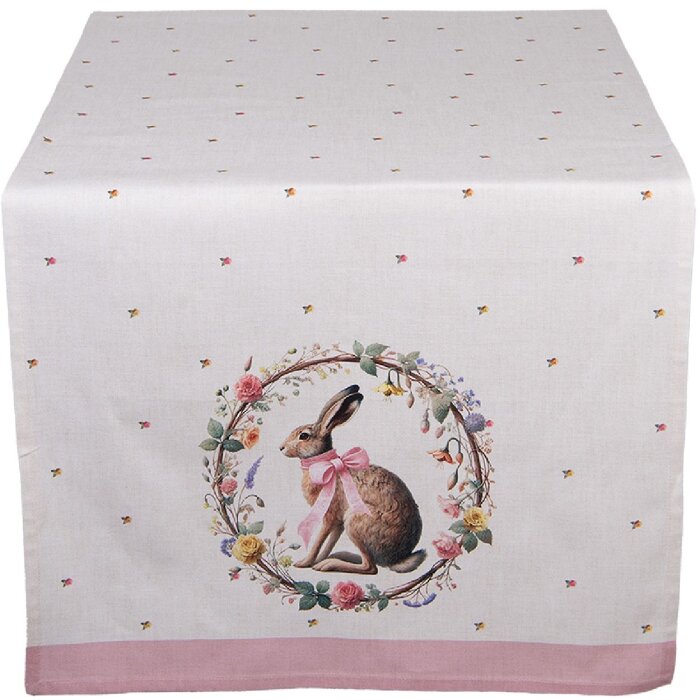 Скатерть Clayre & Eef EWC64, 50x140 см, бежево-коричневая