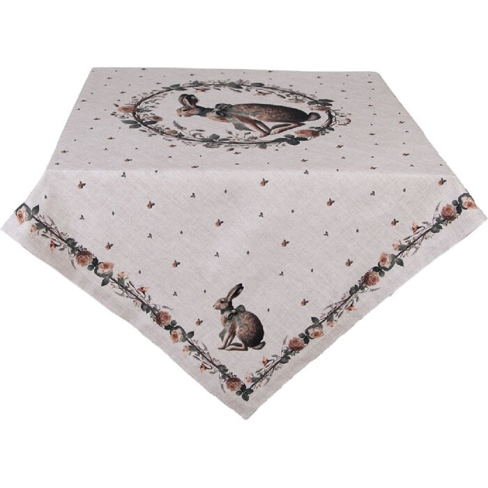 Clayre & Eef NLE01 Tischdecke 100x100 cm Beige-Braun