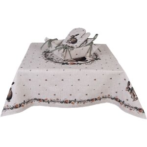 Clayre & Eef NLE01 Tischdecke 100x100 cm Beige-Braun