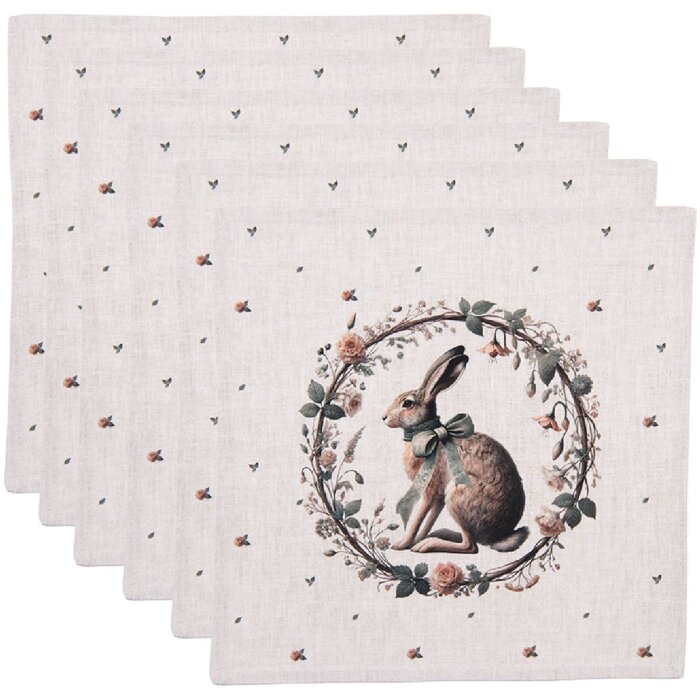 Clayre & Eef NLE43 Servietten 6er Set Beige Braun 40x40 cm