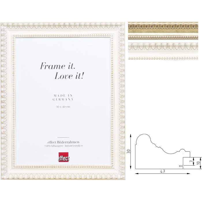 Декоративное деревянное зеркало с барокко-профилем 56, антик-серебро или белый