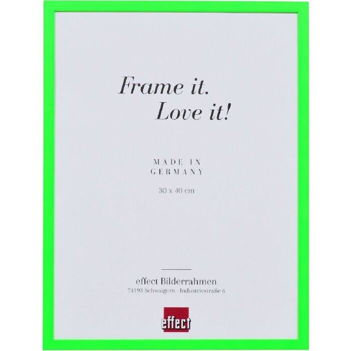 Фоторамка Effect из дерева с неоново-зелёным профилем 10x10 см и музейным акриловым стеклом