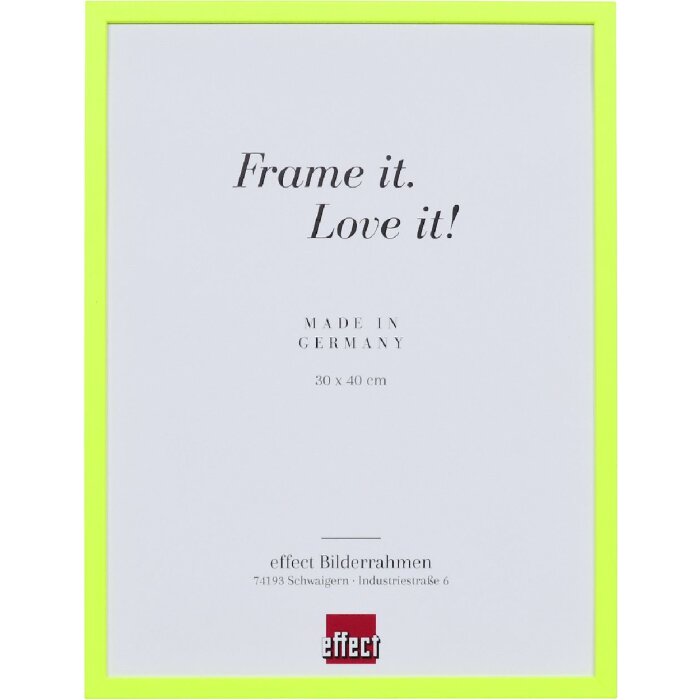 Фоторамка Effect из дерева неоново-жёлтая 25x50 см с прозрачным стеклом