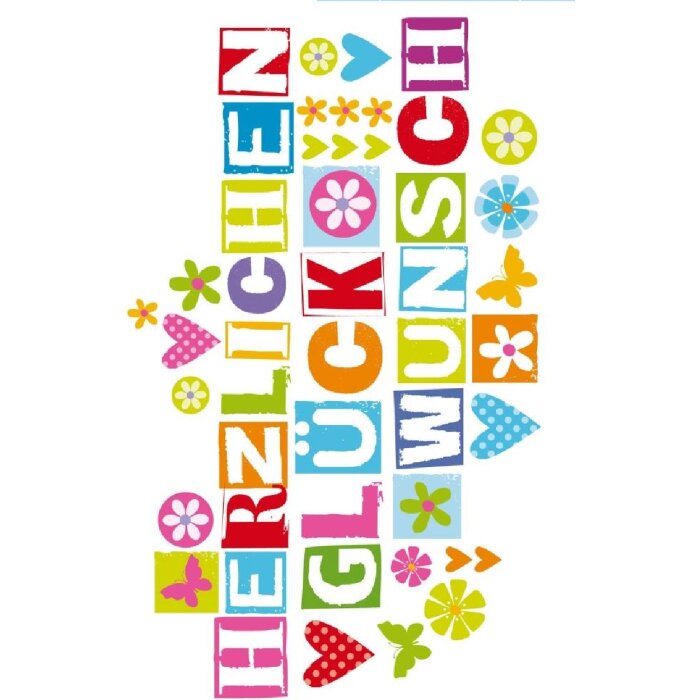 Artebene Karte Glückwunsch Typo multicolor Folienveredelung mit Umschlag