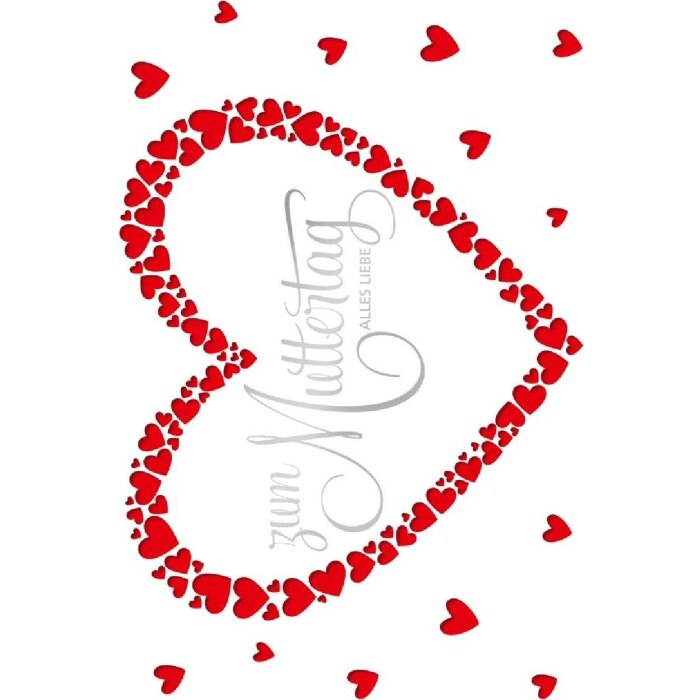 Artebene Karte Präge-Muttertag-Herzen-Laser in Rot, Größe A6