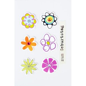 Artebene Karte Geburtstag Sommerblumen 3D in Farbe Rot...