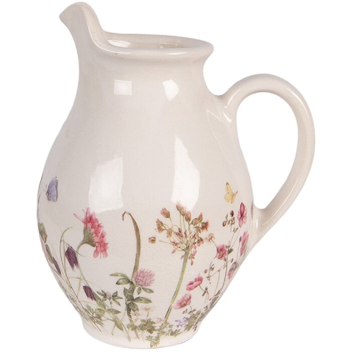 Керамическая банка Clayre & Eef бежево-розового цвета 16x12x19 см