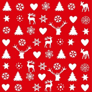 Бумажные салфетки с рождественскими символами - красные