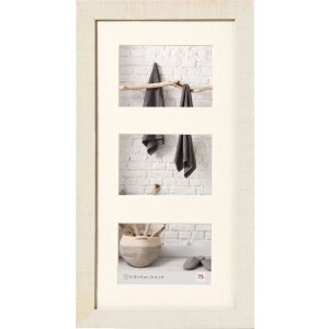 Деревянная рамка для 3 фотографий 10x15 HOME кремово-белая