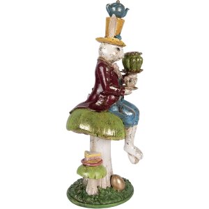 Clayre & Eef 6PR6043 Kerzenständer Kaninchen Bunt 20x16x41 cm