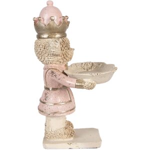 Декоративный медвежонок Clayre & Eef с миской, бежево-розовый, 14x13x24 см