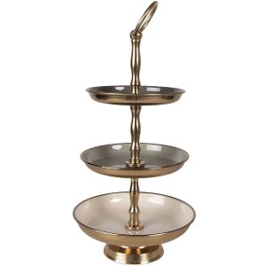 Стеллаж Clayre & Eef 66426, Ø 18x35 см, бежево-золотой, 3 полки, железо