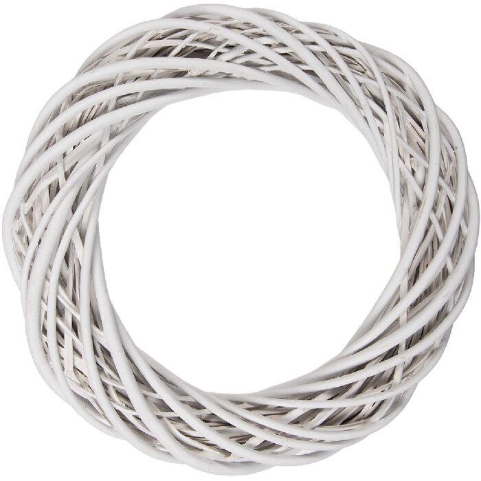 Clayre & Eef Deko Kranz Rattan Weiß Ø 40x7 cm natur für Tür Wand Tisch Deko