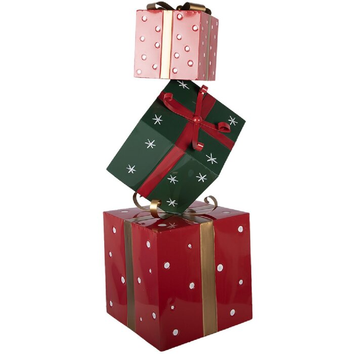 Clayre & Eef 5Y1400 Geschenkstapel Dekoration Metall Weihnachten 90 cm