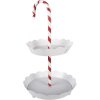 Clayre & Eef Etagere Zuckerstange Weiß-Rot Ø 29x47 cm