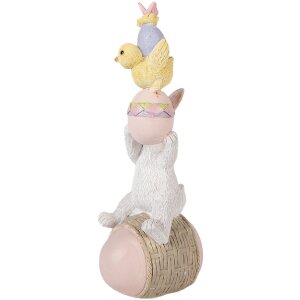 Зайчик на яйце Clayre & Eef, 8x6x19 см, белый с розовым