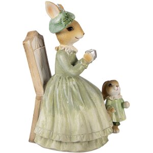 Фигурка кролика Clayre & Eef, коричнево-зеленая,...