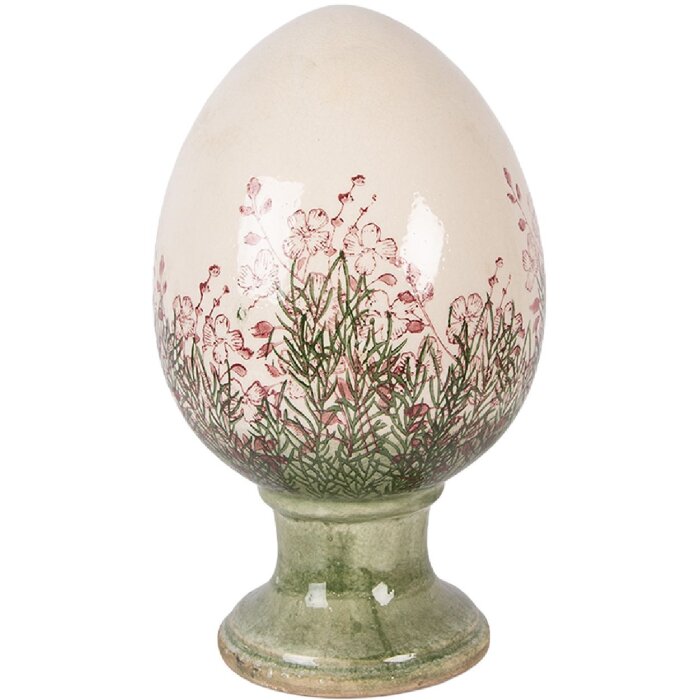 Декоративное яйцо на подставке Clayre & Eef, Ø 17x28 см, бежево-зеленый