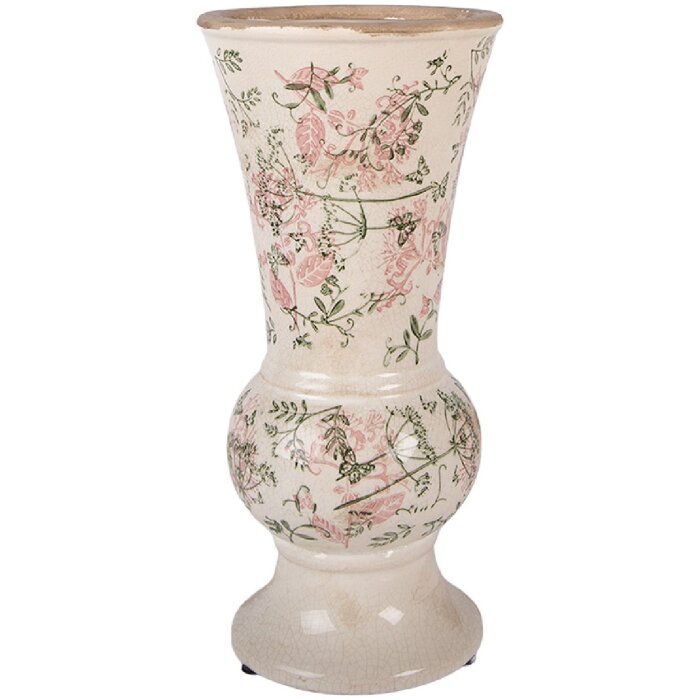 Ваза Clayre & Eef, бежево-зеленая, керамика, Ø15x32 см