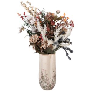 Ваза Clayre & Eef Ø16x36 см, бежево-зеленая,...