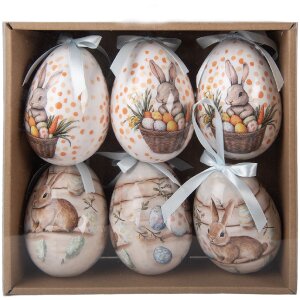 Набор из 6 декоративных подвесок в форме яиц, белые и...