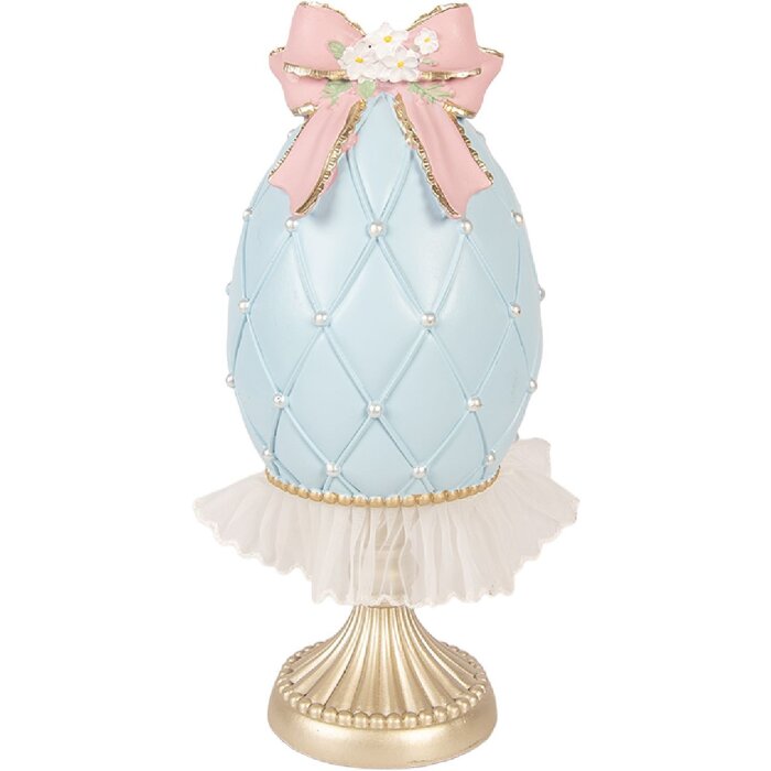 Декоративное яйцо Clayre & Eef сине-золотое Ø 12x28 см