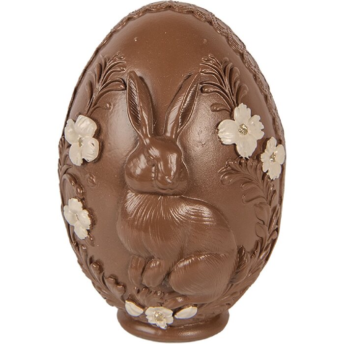 Декоративное яйцо Clayre & Eef, коричнево-белое, Ø 9x13 см