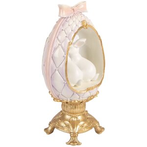 Декоративное яйцо Clayre & Eef с кроликом, бело-золотое, 17x12x31 см