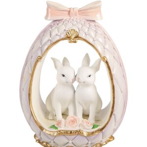 Декоративное яйцо Clayre & Eef с кроликом, бело-золотое, 17x12x31 см