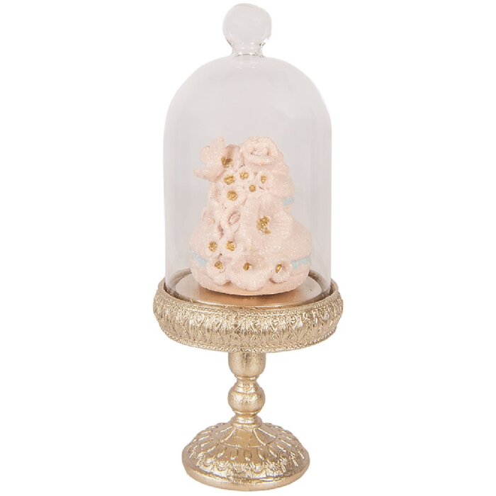 Глазурная колба Clayre & Eef с золото-розовым дизайном Ø 7x17 см